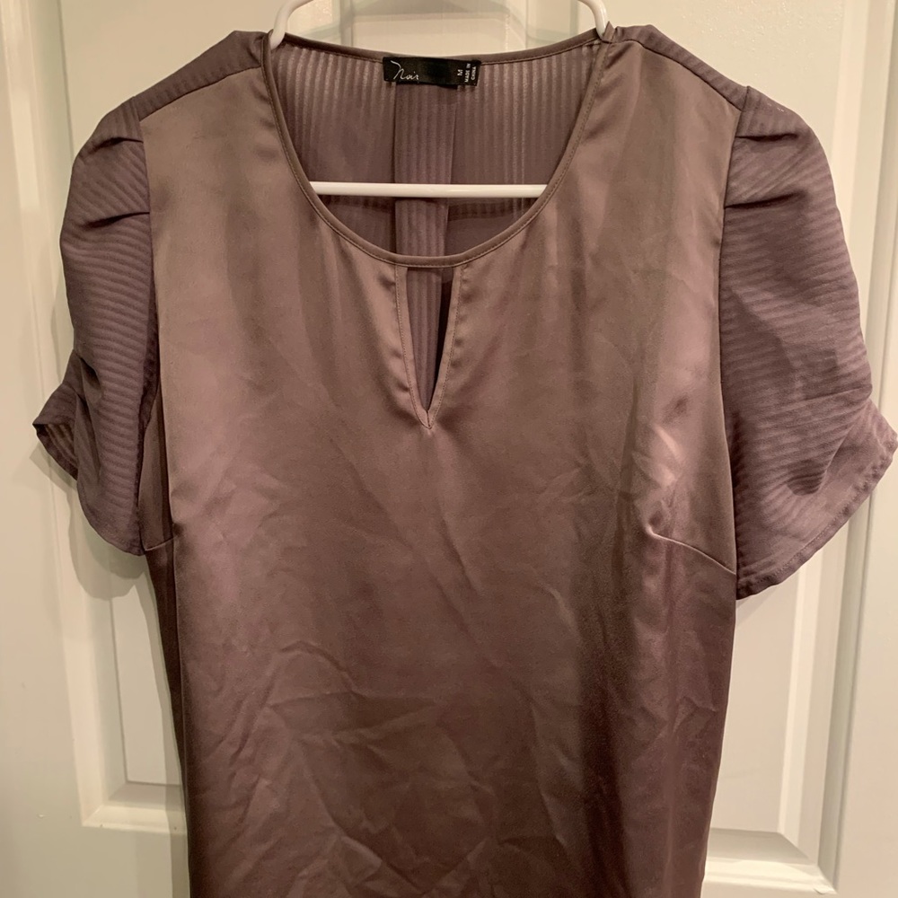 Gray, semi sheer blouse